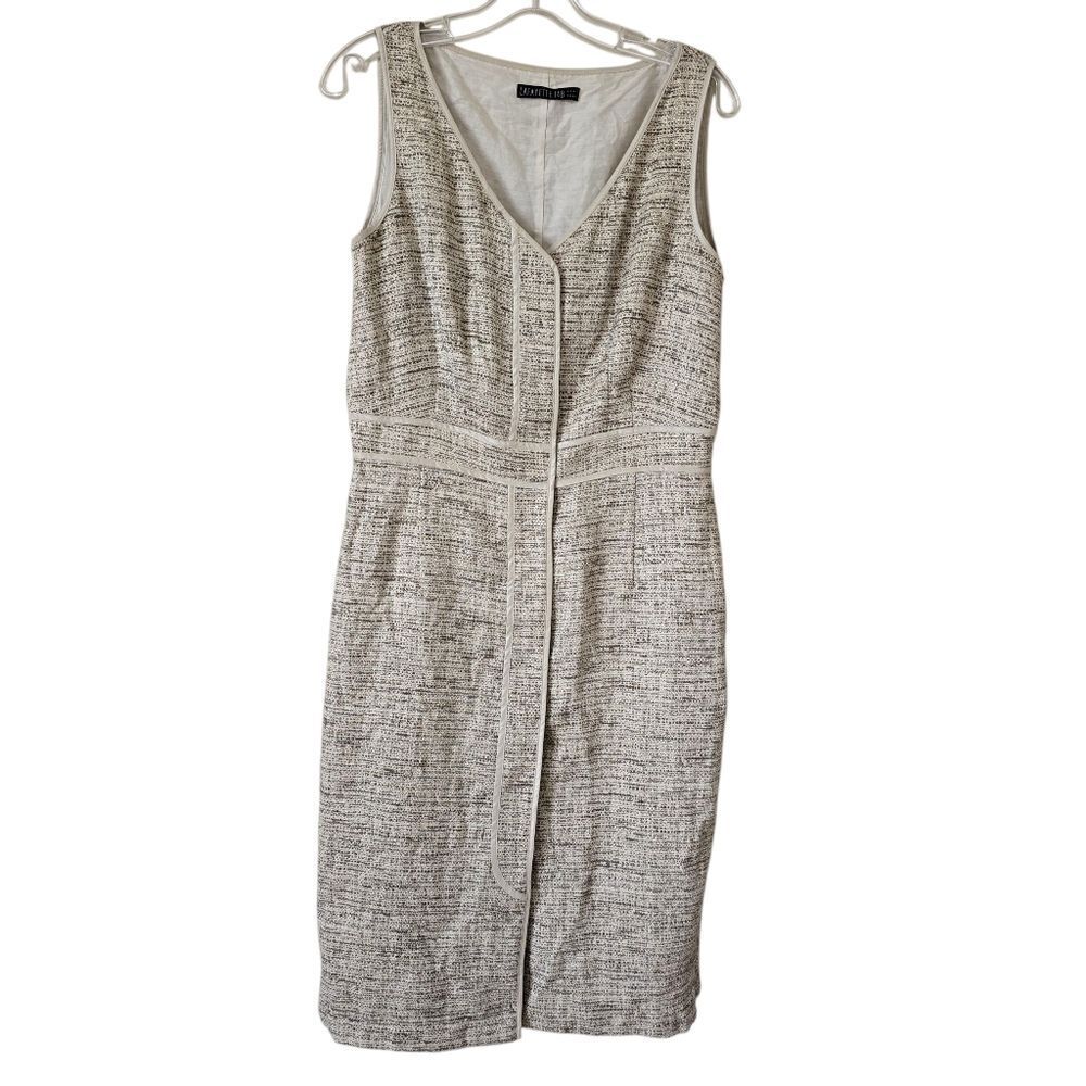 Lafayette 148 New York Cream Tweed Midi Sheath Dress